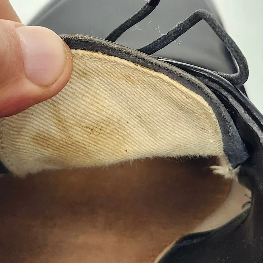 Vintage Black Leather Split Toe Derby Oxfords Norwegian Stitched Sole 11.5 C